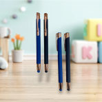 Rubber Gövdeli Touchpen Metal Kalem | Gold Detaylı Çift Fonksiyonlu Promosyon