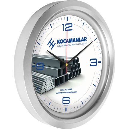 Parlak Gümüş Kasalı Duvar Saati