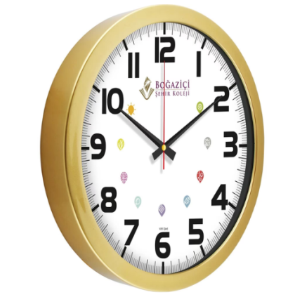 Metalize Gold Duvar Saati | Kurumsal Kimliğe Uygun Özel Tasarım