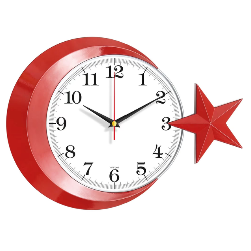 Adsız tasarım (27) Ay-Yıldız Formlu Duvar Saati | Bayrak Temalı ve Prestijli Ofis Saati - Görsel 1