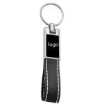 Siyah Panelli Dikişli Deri Anahtarlık | Lazer Baskılı Promosyon