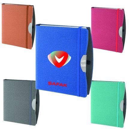 Keten Kumaş Kapaklı Ajanda | Metal Klipsli ve Lastikli Tasarım | UV, Serigrafi ve Lazer Baskı Uyumlu