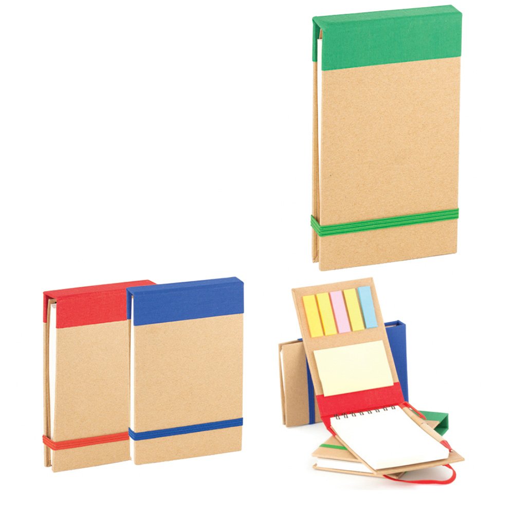 GD-6347 Geri Dönüşümlü Mini Not Defteri Seti | Renkli Kumaş Detaylı ve Lastikli - Görsel 1