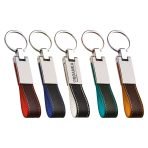 Renkli Dikiş Detaylı Deri Anahtarlık | Dikdörtgen Metal Başlıklı Lazer Baskılı Anahtarlık
