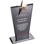 Yıldız Temalı Özel Kesim Kristal Ödül | Füme ve Şeffaf Renk Seçenekli Kurumsal Başarı Plaketi