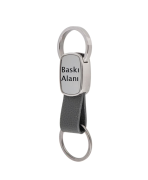 Deri Detaylı Çift Halkalı Metal Anahtarlık | Lazer Baskılı Kurumsal Hediye