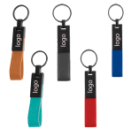 Siyah Metal Başlıklı Deri Anahtarlık | Renkli Askılı Lazer Baskılı Promosyon