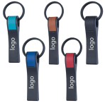 Modern Dikdörtgen Metal Anahtarlık | Renkli Deri Detaylı Lazer Baskılı