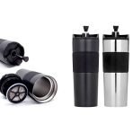 Filtreli Termos Bardak 400 ml – Promosyon French Press Flip Kapaklı Mug - Görsel 2