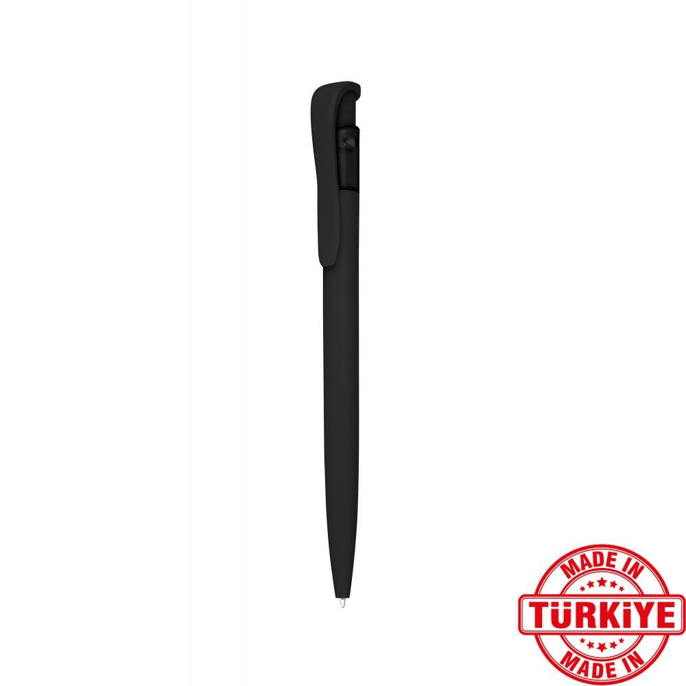large_-207 Mat Siyah Plastik Promosyon Kalem | UV & Tampon Baskılı Yerli Üretim Kalem - Görsel 1
