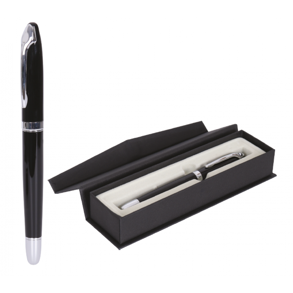 large_kalem-seti-0509 Siyah Roller Kalem Seti | Gümüş Detaylı & Özel Kutulu Kurumsal Hediye - Görsel 1