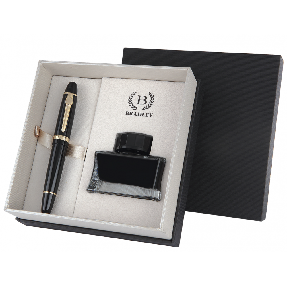 large_murekkepli-dolmakalem-seti-2159 Bradley Dolma Kalem & Mürekkep Seti | Lazer Baskılı VIP Sunum Kutulu Klasik Yazım Takımı - Görsel 1