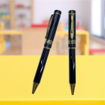 Klasik Tekli Tükenmez Kalem | Lazer Baskılı & Motif İşlemeli Orta Halkalı Lüks Kutulu Hediye - Görsel 2