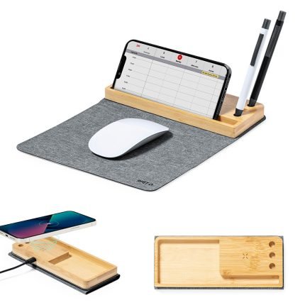 Bambu Kablosuz Şarjlı Mouse Pad | Bilgisayar Aksesuarı