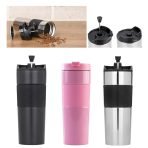 Filtreli Termos Bardak 400 ml – Promosyon French Press Flip Kapaklı Mug