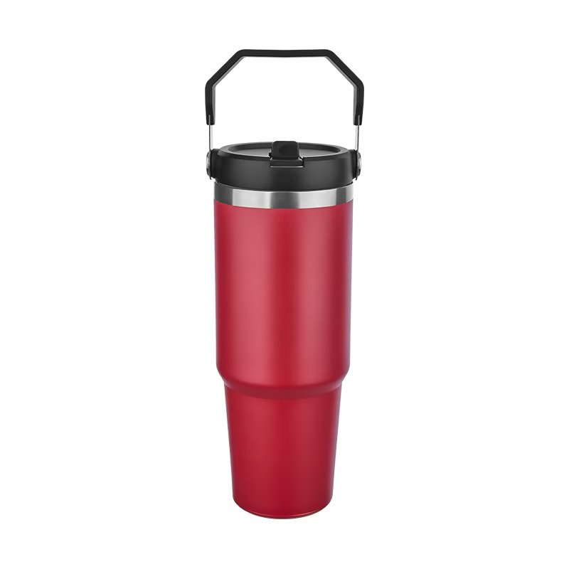 0xwpffd61vumsyuxar3avw4fb Kulplu Kırmızı Termos Bardak 800 ml – Promosyon Vakumlu Büyük Mug - Görsel 1