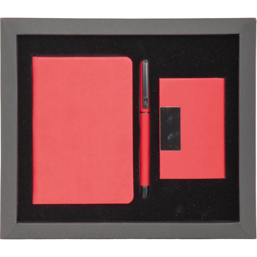 alanya_kirmizi VIP Üçlü Kurumsal Hediye Seti | Termo Deri Defter, Metal İmza Kalemi ve Deri Kartvizitlik - Görsel 1