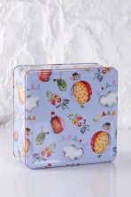 3'lü Set Gökyüzü ve Uçan Balon Temalı Kare Metal Teneke Kutu - Görsel 2