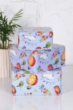 3'lü Set Gökyüzü ve Uçan Balon Temalı Kare Metal Teneke Kutu