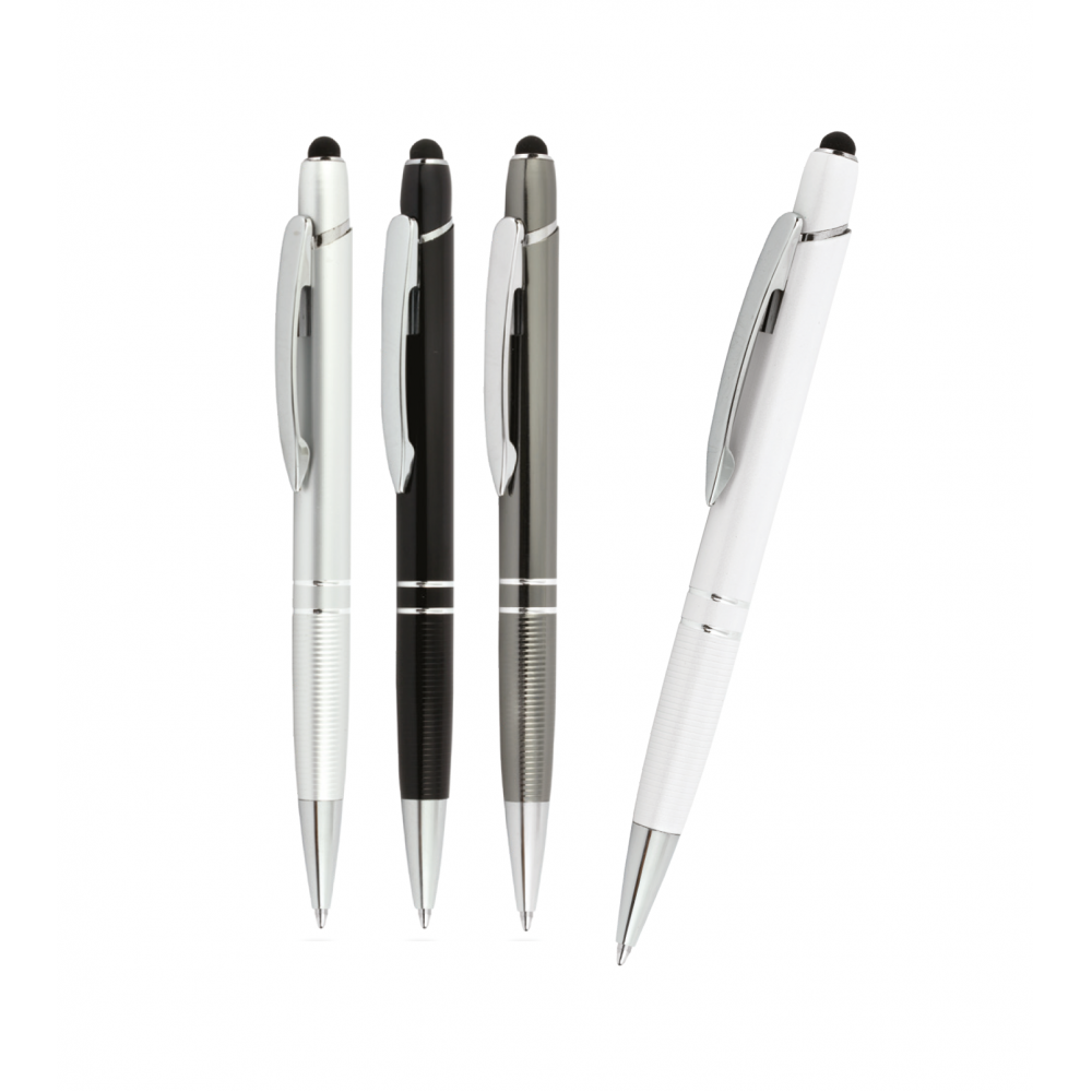 large_metal-kalem-3022 Touch Pen Özellikli Çizgili Metal Kalem - Görsel 1