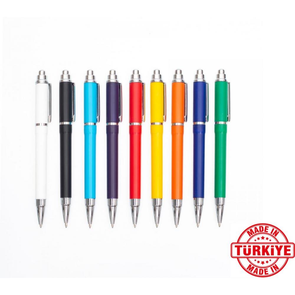 large_plastik-kalem-708 Gümüş Detaylı Plastik Promosyon Tükenmez Kalem - Görsel 1