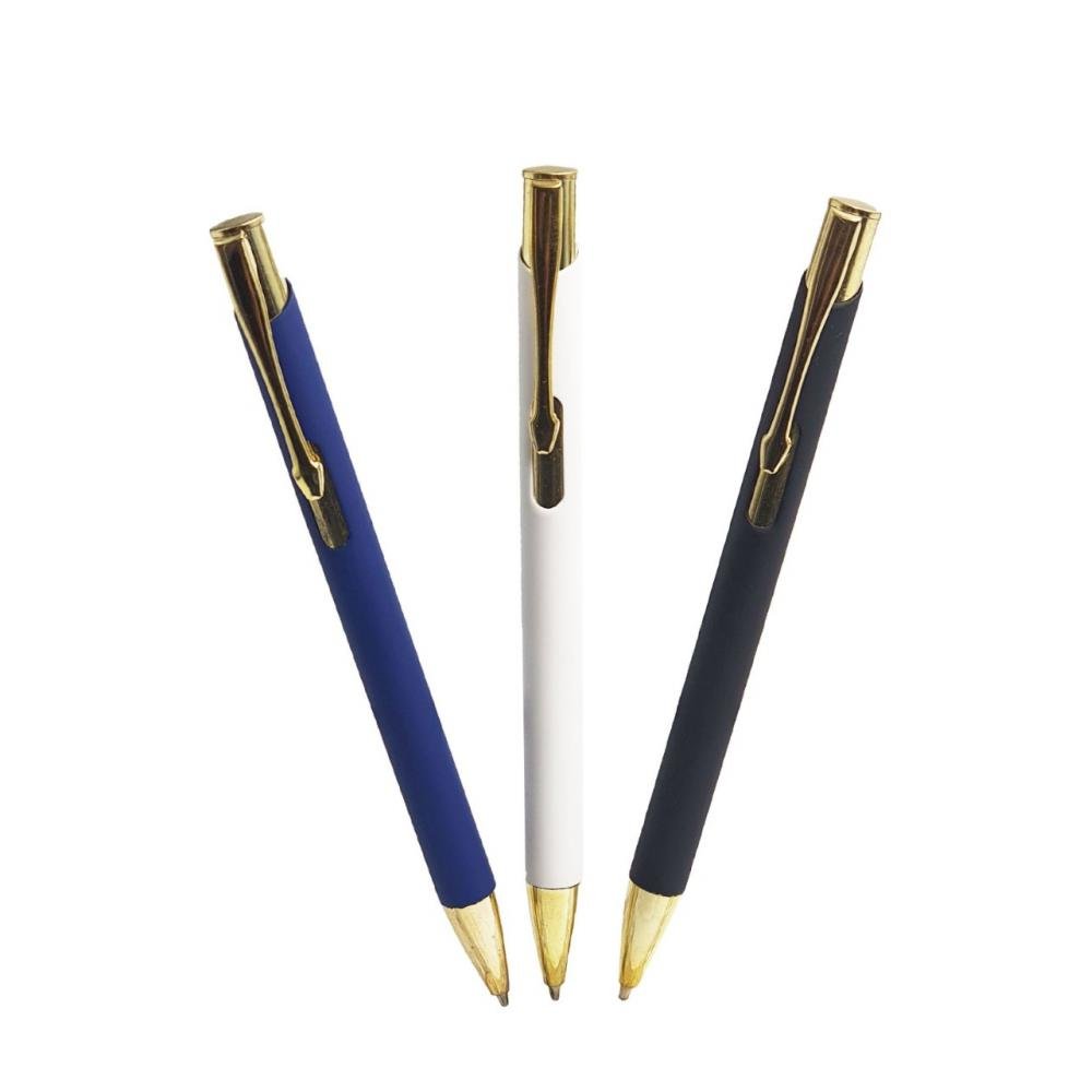 large_rubber-metal-tukenmez-kalem-39045 Gold Detaylı Promosyon Metal Kalem - Görsel 1