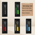 İkili Hediye Seti | Metal Gövdeli Roller Kalem ve Deri Detaylı Metal Anahtarlık