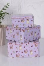 3'lü Set Gökyüzü ve Uçan Balon Temalı Kare Metal Teneke Kutu