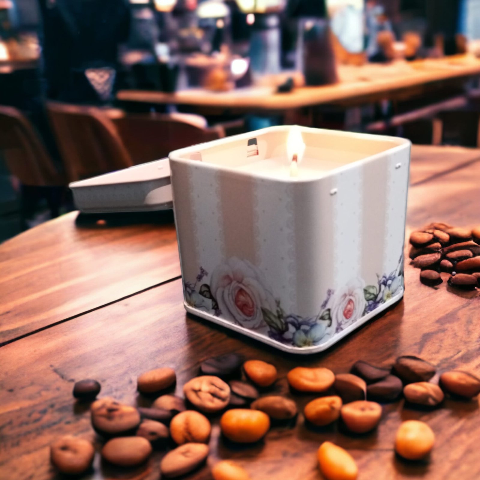 sdsd23 Dekoratif Mumlu Metal Teneke Kutu | Vintage Tasarımlı Aromatik Mum ve Saklama Kutusu - Görsel 1