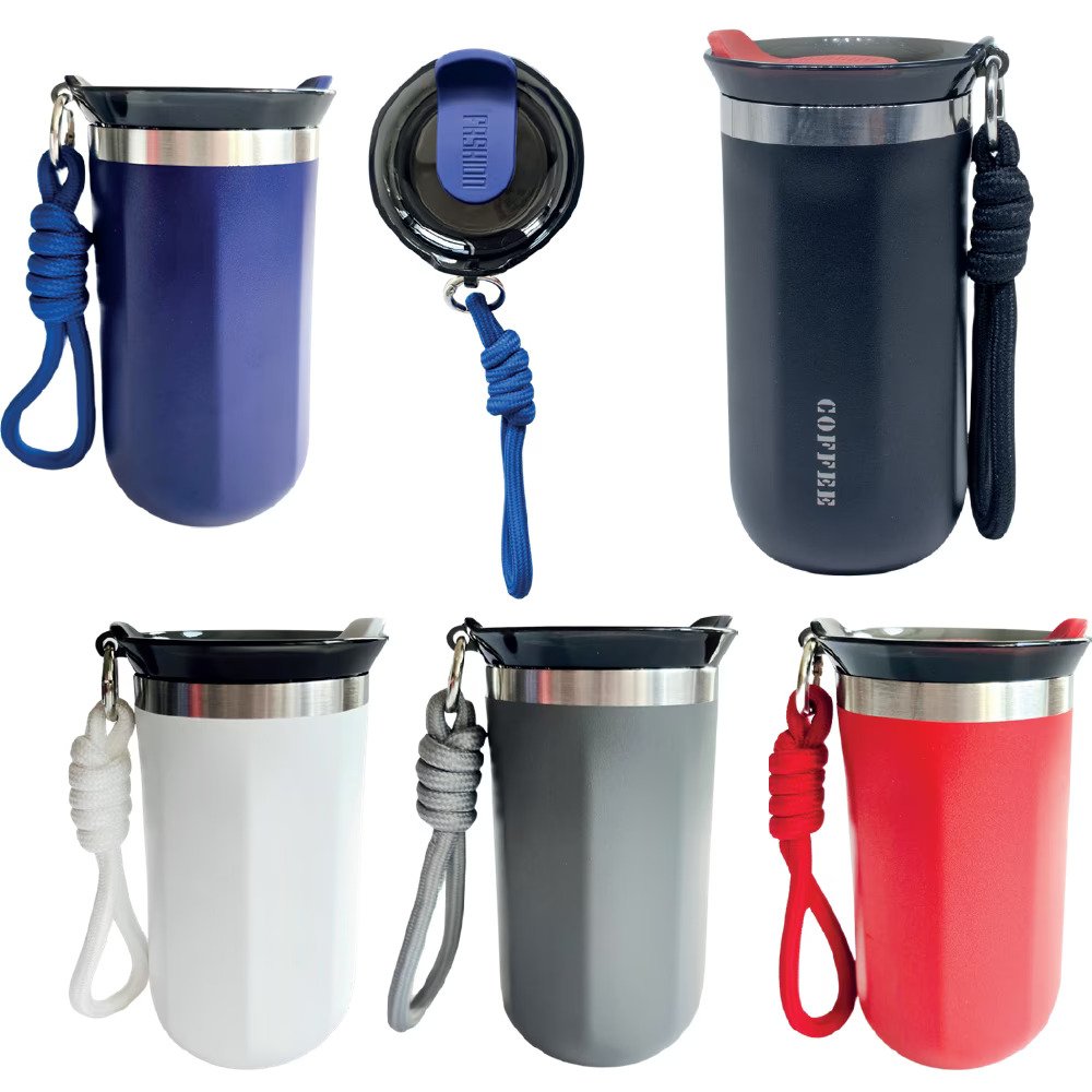 v_8102_termos-bardak_rErc8 Askılı Flip Kapaklı Termos Bardak 450 ml – Promosyon Vakumlu Mug - Görsel 1