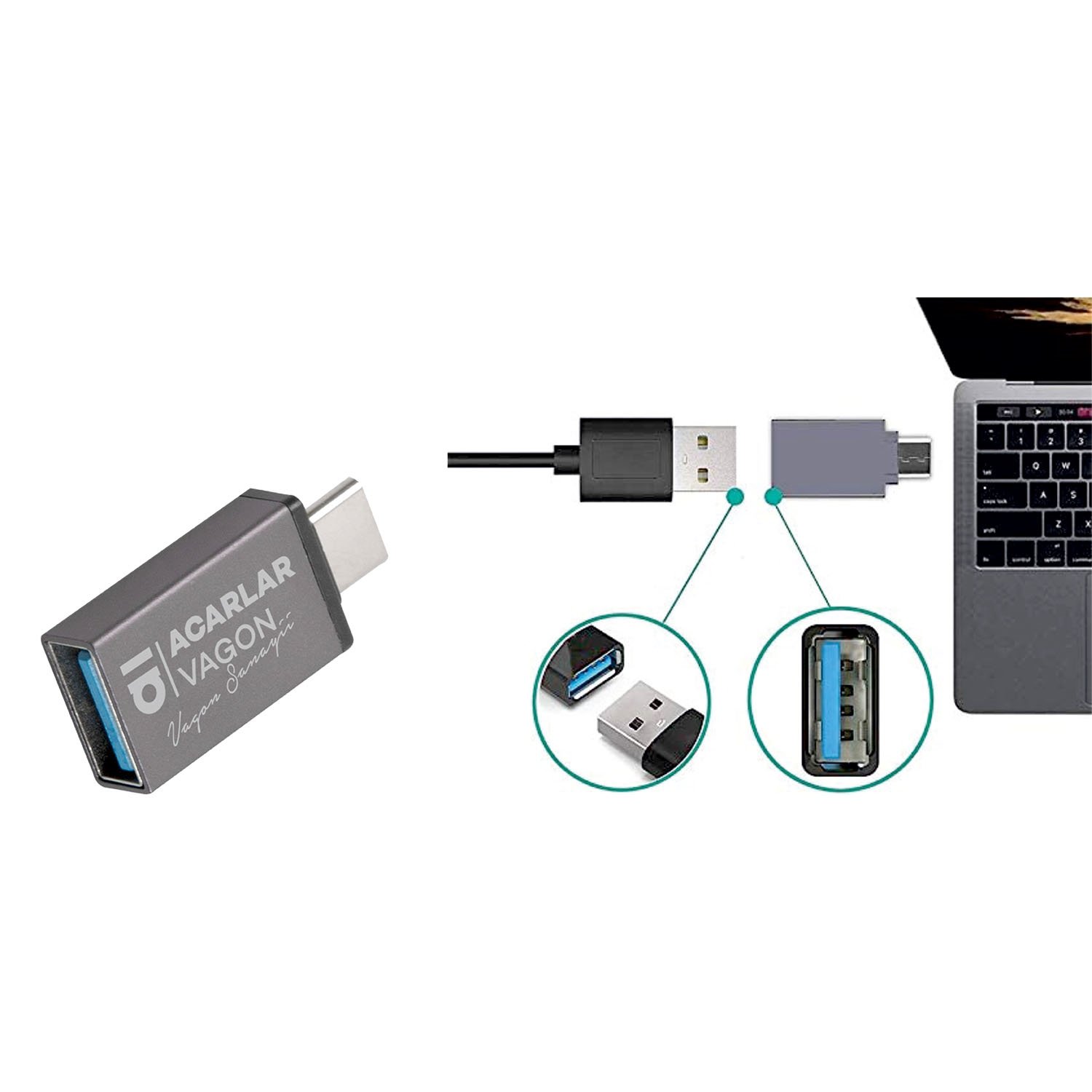 wh0xww11y6o32s5dgnhl Type-C to USB Adaptör Promosyon – Logolu Opsiyonel OTG Dönüştürücü - Görsel 1
