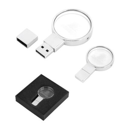 Yuvarlak Metal Çerçeveli Kristal USB Bellek