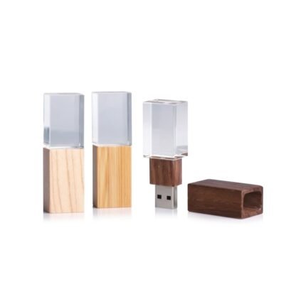 Ahşap Kapaklı Kristal USB Bellek